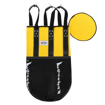 Мішок боксерський (чохол) Циліндричний PU (без наповнювача) h-80см FAIRTEX (наповнювач-білизна, d-40см, Жовтий-чорний) (HB3_Жовтий-чорний)