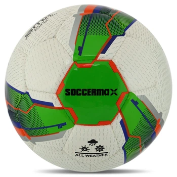 Мяч футбольный профессиональный №5 SOCCERMAX FIFA (PU, Белый-зеленый) (FB-7995_Белый-зеленый)