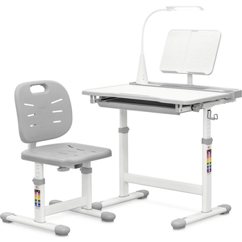 Комплект парта и стул Evo-kids Evo-17 Ergo (стол+стул+полка+лампа) Grey, Evo-17 G Ergo