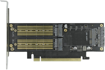 Плата-адаптер Delock PCI Express x16 - M.2 Key B,  NVMe M.2 Key M, mSATA (90486)