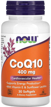 Коэнзим Q10 NOW CoQ10 400 мг 30 капсул (733739031990)