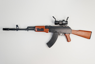 Дитячий іграшковий автомат на орбізах Орбіган AK-47 Дерево стріляє гідрогелевими кулями Гель бластер акумуляторний + 1000 орбізів