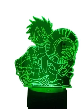 Акриловый 3D стветильник - ночник Аниме Д. Луффи Соломенная шляпа One Piece Большой куш 7 цветов тип 1