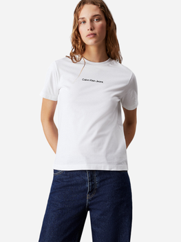 Футболка бавовняна жіноча Calvin Klein Jeans J20J221065-YAF XS Біла (8720107634855)