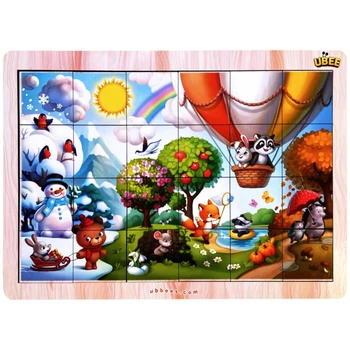 Игра деревянная Пазл-вкладыш Времена года, ПСД241 Ubumblebees