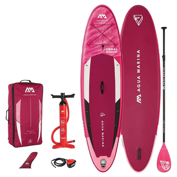 Надувна SUP дошка для SUP серфінгу Coral - Advanced All-Around iSUP. 3,1 м/12 см. з веслом і страхувальним повідцем (AQUAMARINA) з веслом, насосом і мішком для зберігання