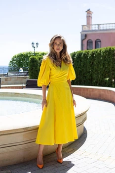 Сарафан із льна однотонний Elegance жовтий розмір M