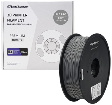 Profesjonalny filament do druku 3D Qoltec PLA PRO 1.75 mm 1 kg Grey (5901878506722)