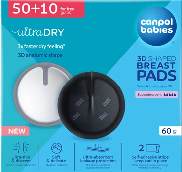 Лактационные прокладки Canpol babies ультрапоглощающие 3D 60 шт Черные (1/655)