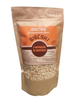 Вівсяні пластівці суцільноплющені Sparrow Mill із сушеними цибулею та морквою 300 г (22043009)