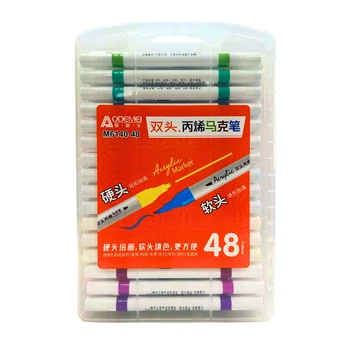 Маркеры акриловые Aodemei Acrylic Marker набор 48шт двусторонние 6140-48