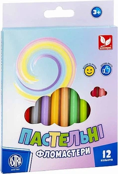Фломастери пастельні кольори Школярик 12 кольорів 4823088230697 317122001-UA