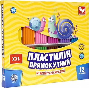 Пластилін прямокутний восковий Школярик 12 кольорів, 216 г 4823088216578 303117001-UA