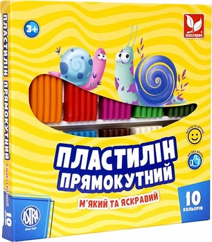 Пластилін прямокутний восковий Школярик 10 кольорів, 220 г 4823088218367 303116003-UA