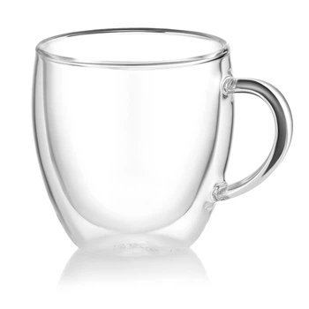 Набір чашок з ручками з подвійними стінками Ardesto, 180 мл, 2 шт, боросилікатне скло, прозорий AR2618BH