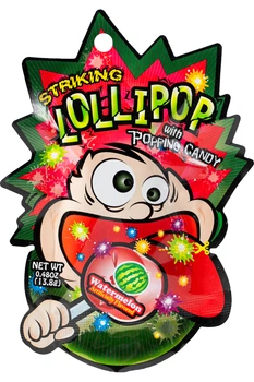 Цукерки Watermelon Lollipop with Popping Candy STRIKING 13,8 г