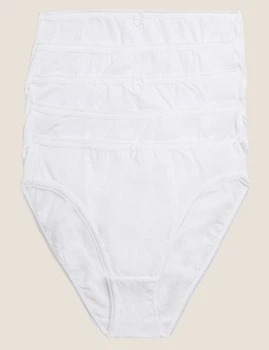 Набор хлопковых трусиков Marks&Spencer High legs 12(40) 5 шт белый 0014