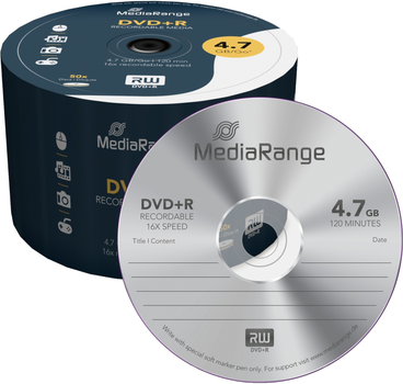 Диски MediaRange DVD+R 4.7 ГБ 16x 50 шт Pack (4260057125590)