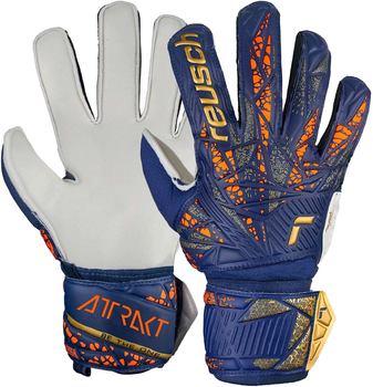 Рукавички футбольні воротарські Reusch Attrak Solid 5470515 4410 розмір 11 синій + сірий (4060485477212)