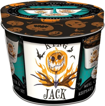 Zestaw prezentowy Pyramid Miasteczko Halloween King Jack kubek 400 ml + podkładka + ozdobna puszka (5050293864532)