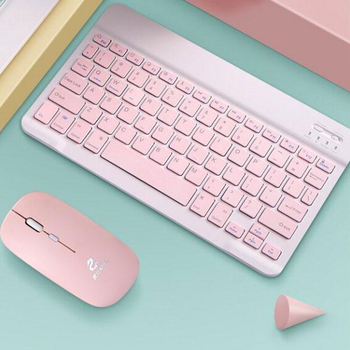 Беспроводная Клавиатура и Мышь JEQANG JB-350 Bluetooth charging Цвет Розовый