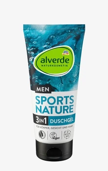 Чоловічий гель для душу 3 в 1 на натуральній основі Alverde Men Sports Nature з морськими мінералами та екстрактом водоростей 200 мл