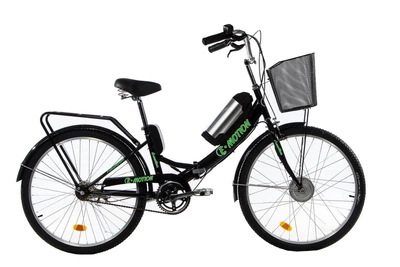 Електровелосипед складний E-motion з низькою рамою 36V 10Ah 350W чорно-зелений