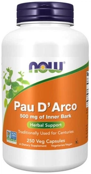 Кора муравьиного дерева (По д'арко) NOW Pau D'Arco 500 mg of Innewr Bark 250 veg caps