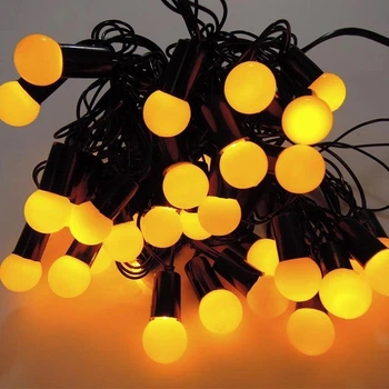 Светодиодная гирлянда "Шарики" 18мм, 7м, 40 LED, черный провод, 220В, статический режим, Желтый