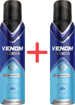 Упаковка аэрозольных дезодарант-антиперспирантов Venom For Men Ice Crush 150 мл х 2 шт (2000999990137)