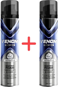 Упаковка піни для гоління Venom for men Sensitive 300 мл х 2 шт (2000999990038)