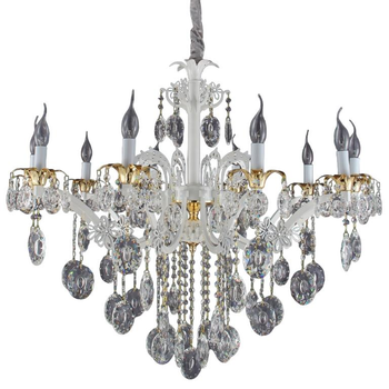 Люстра класична Flora KC010/10 (white) металева з кристалами біла (21-81-KC010/10 (white))
