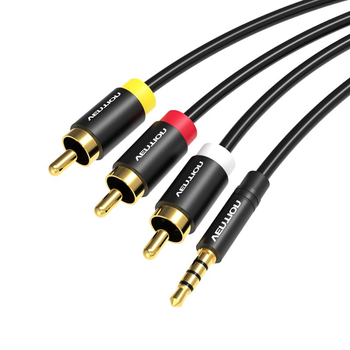 Кабель Vention AUX 3.5 mm M - 3xRCA M (Тюльпан), 1.5 m, Black (VAB-R07-B150)