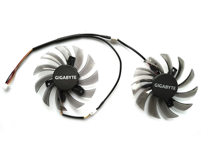 Вентилятор кулер для видеокарты Gigabyte 75 мм GTX 460 560 Ti 750ti 950 960 T128010SM (T128010SU PLD08010S12H FS1280-S2135A) комплект 2 шт (№64)