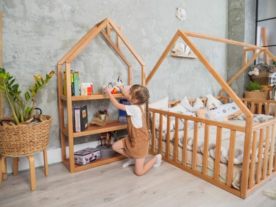 Детская полка-домик BusyWood 80х30х150 см Натуральное дерево
