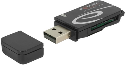 Czytnik kart Delock Mini USB-A 2.0 - microSD, SD Black (91602)