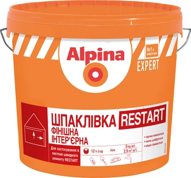 Шпаклівка акрилова Alpina Expert Restar Шпаклівка фінішна інтер'єрна 14 кг Біла (1008255)
