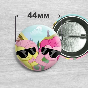 Значок Флаттершай та Пінкі Пай з мультсеріалу My Little Pony 44мм №41