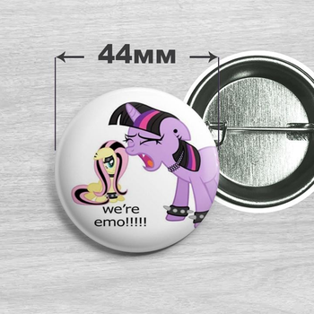 Значок Флаттершай та Твайлайт Спаркл з мультсеріалу My Little Pony 44мм №38
