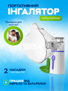 Портативний ультразвуковий небулайзер (інгалятор) для дітей та дорослих NMesh YM-252 White/Bue UKC (9084)