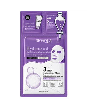 Тканевая маска 3в1 с гиалуроновой кислотой Bioaqua Hyaluronic Acid 3 Step Moisturizing Mask