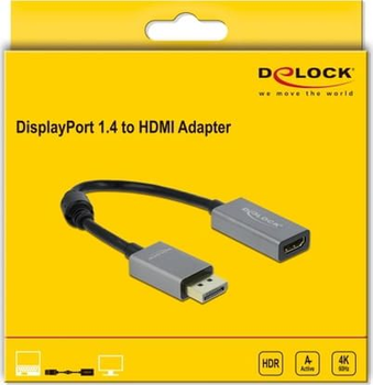 Адаптер Delock DisplayPort 1.4 - HDMI 4K 60Гц Grey/Black (4043619664368)