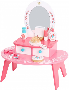 Toaletka Tooky Toy Wooden My Pink Dresser z lustrem 16 elementow (6972633370536)