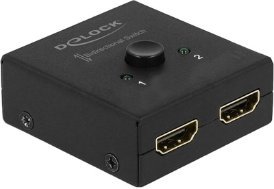 Двонаправлений перемикач Delock 2 x HDMI 4K 60Гц Black (4043619187492)