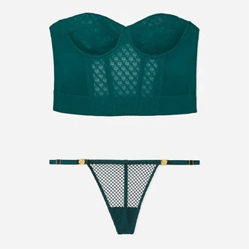 Комплект (бюстье + трусики стринги) женский Victoria's Secret 958282610 38C/L Зеленый (1159810749)