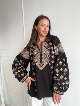 Жіноча вишиванка з вишивкою хрестиком "Мозаїка" 3XL чорний (5618)