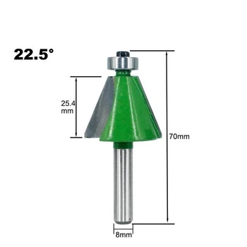 Фреза кромочная конусная с нижним подшипником 8x25.4x22.5°