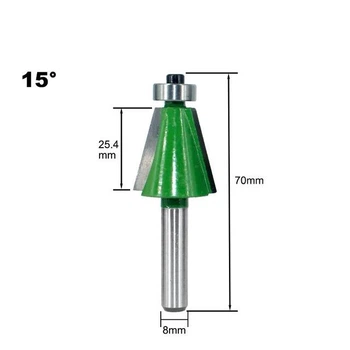 Фреза кромочная конусная с нижним подшипником 8x25.4x15°
