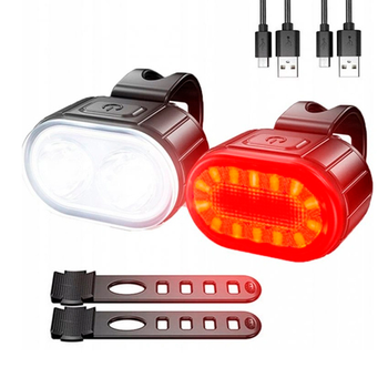 Велосипедний ліхтар із заднім габаритом ZH-078, 2LED, 14SMD, АКБ Li-Ion, ЗП Type-C