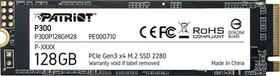 Накопичувач SSD Patriot P300 128GB NVMe 2280 PCIe 3.0 3D TLC P300P128GM28